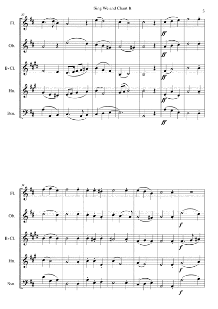 Sing we and chant it (with variations) for wind quintet Woodwind Quintet scores gallery preview page 3