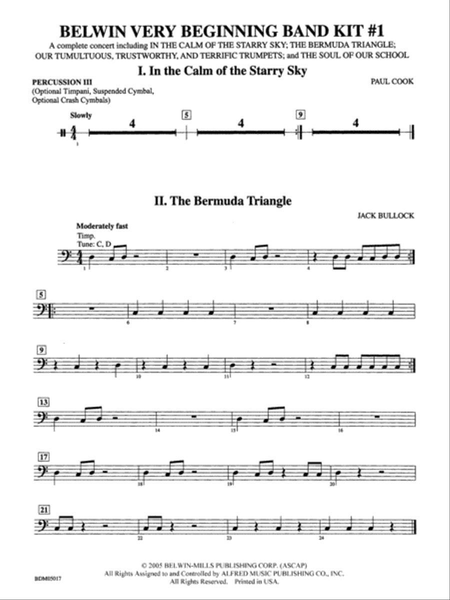 Belwin Very Beginning Band Kit #1: 3rd Percussion Concert Band scores gallery preview page 1