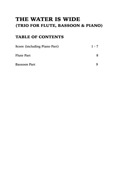 The Water is Wide (Trio for Flute, Bassoon and Piano) image number null