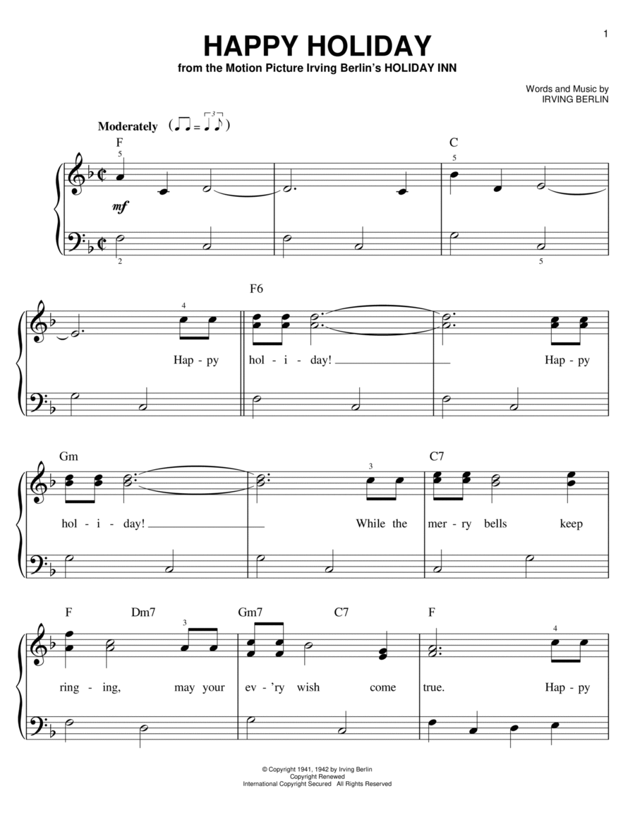 Happy Holiday Easy Piano scores gallery preview page 1