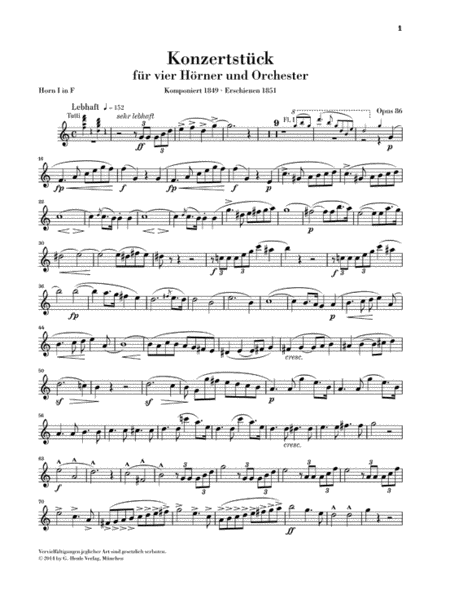 Concert Piece for Four Horns and Orchestra, Op. 86