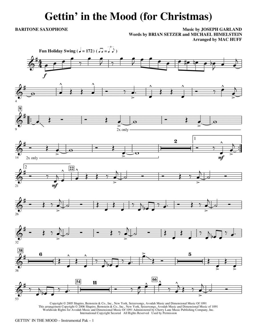 Gettin' In The Mood - For Christmas - Baritone Saxophone Choir scores gallery preview page 1