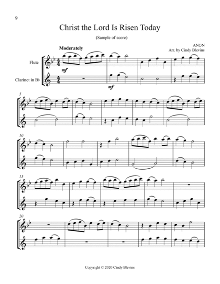 12 Favorite Hymns, Flute and Clarinet Duets Woodwind Duet scores gallery preview page 3
