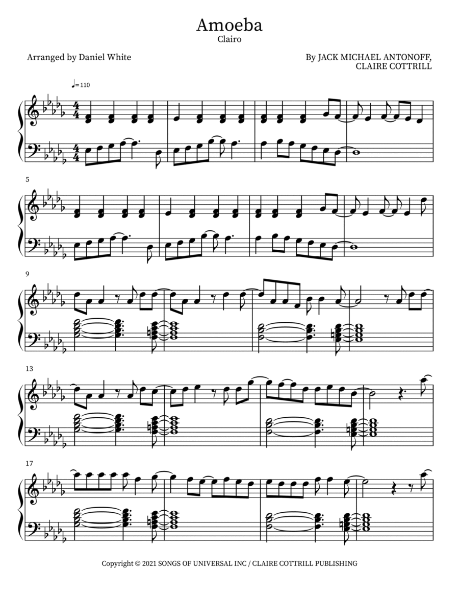 Amoeba Piano Solo scores gallery preview page 1