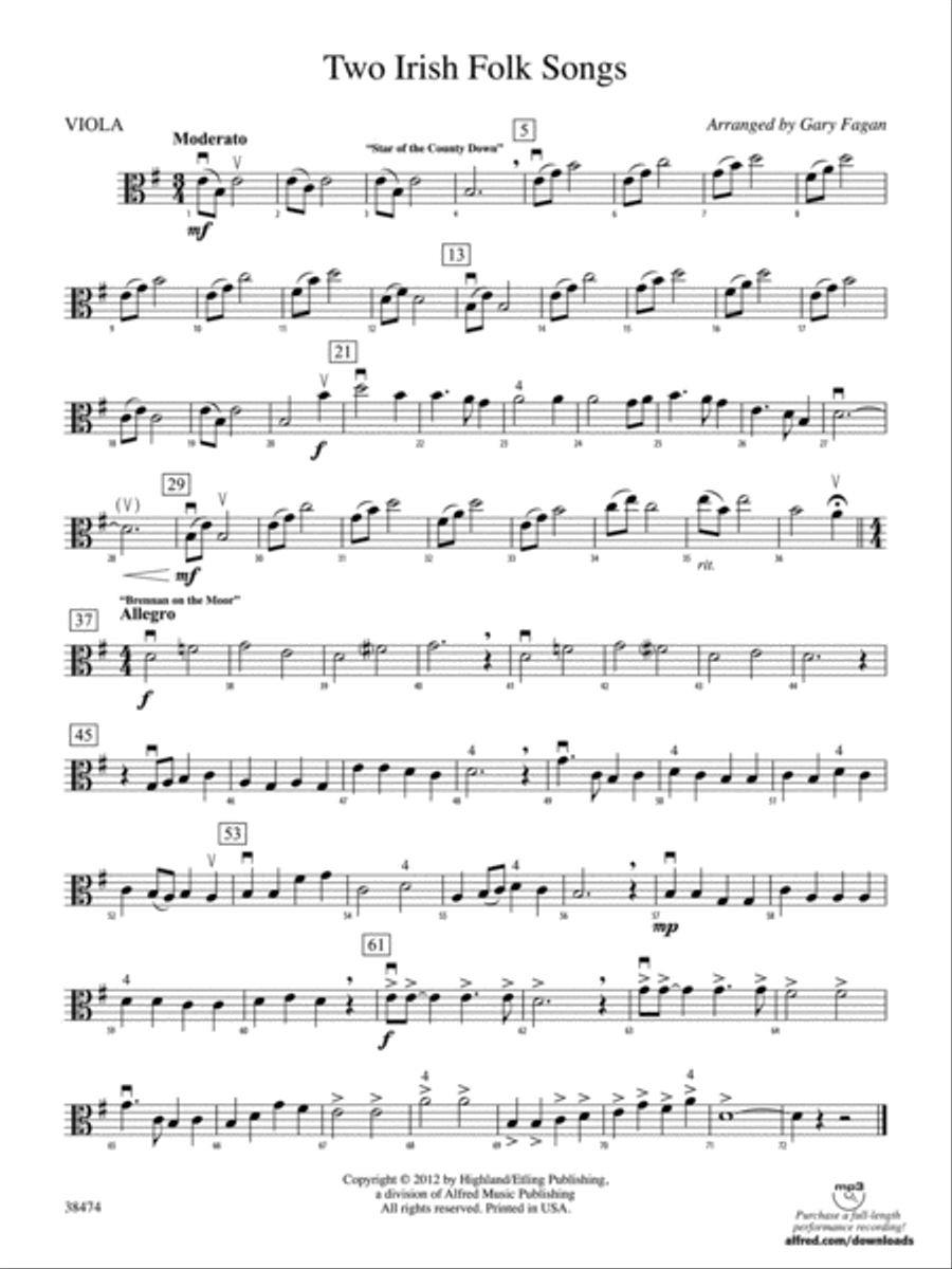Two Irish Folk Songs: Viola String Orchestra scores gallery preview page 1