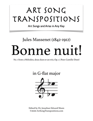 Book cover for MASSENET: Bonne nuit! Op. 2 no. 1 (transposed to G-flat major)