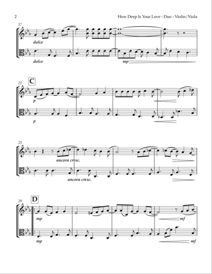 How Deep Is Your Love String Duet scores gallery preview page 4