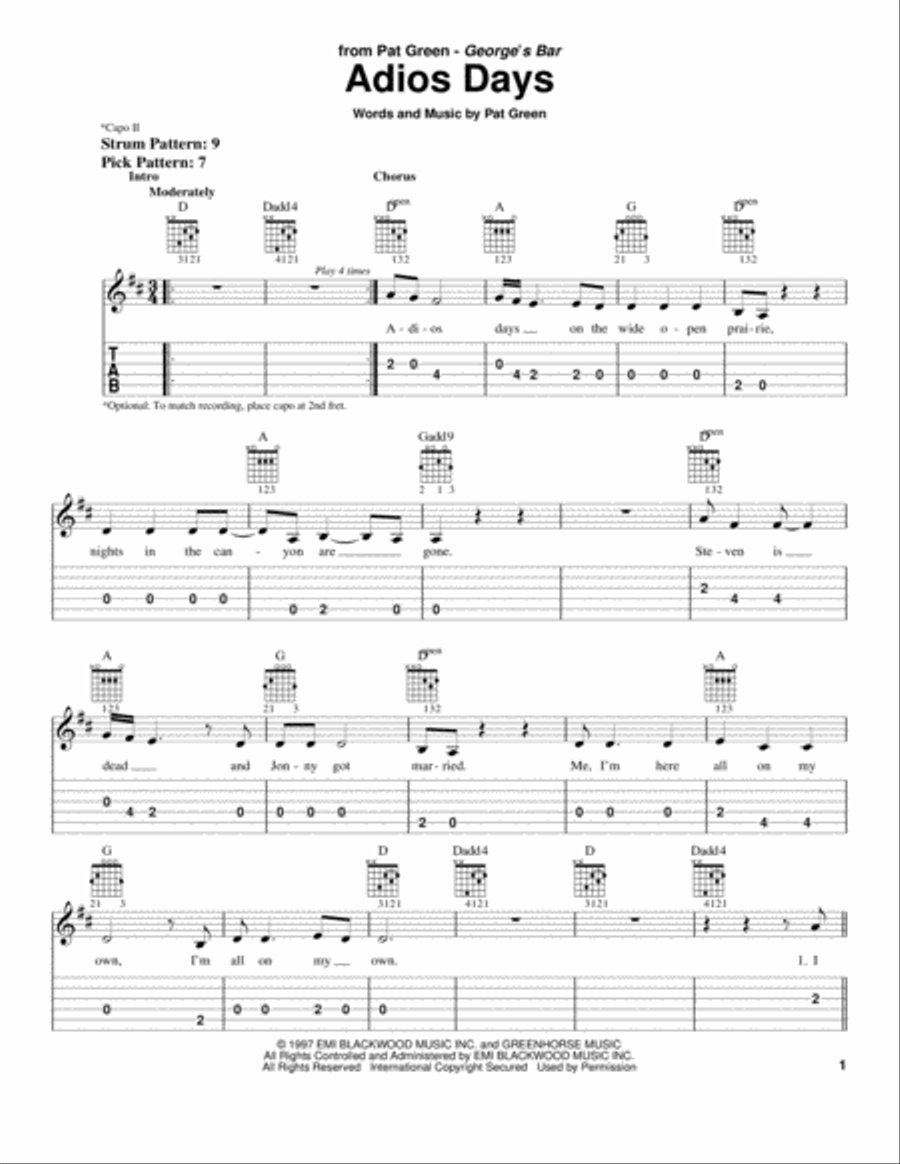 Adios Days Adios Days Electric Guitar scores gallery preview page 1