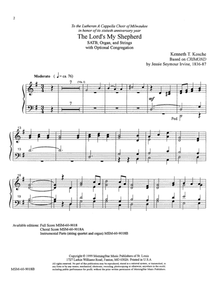 The Lord's My Shepherd (Downloadable Instrumental Parts)