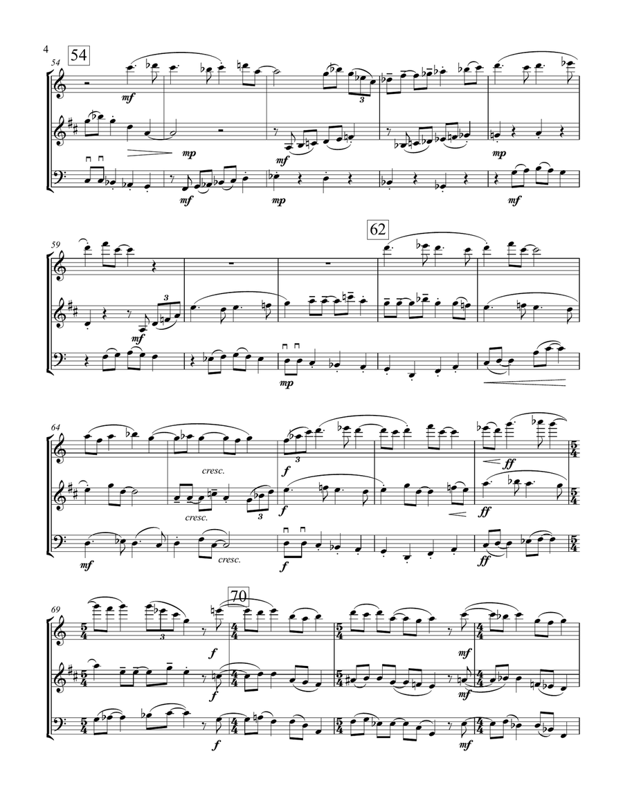 Three Jazzy Pieces for Flute, Clarinet and Cello Small Ensemble scores gallery preview page 4