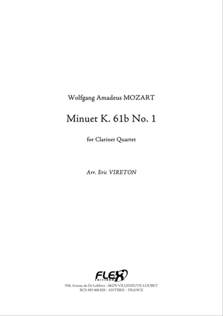 Minuet K. 61b No. 1 Clarinet Quartet scores gallery preview page 1