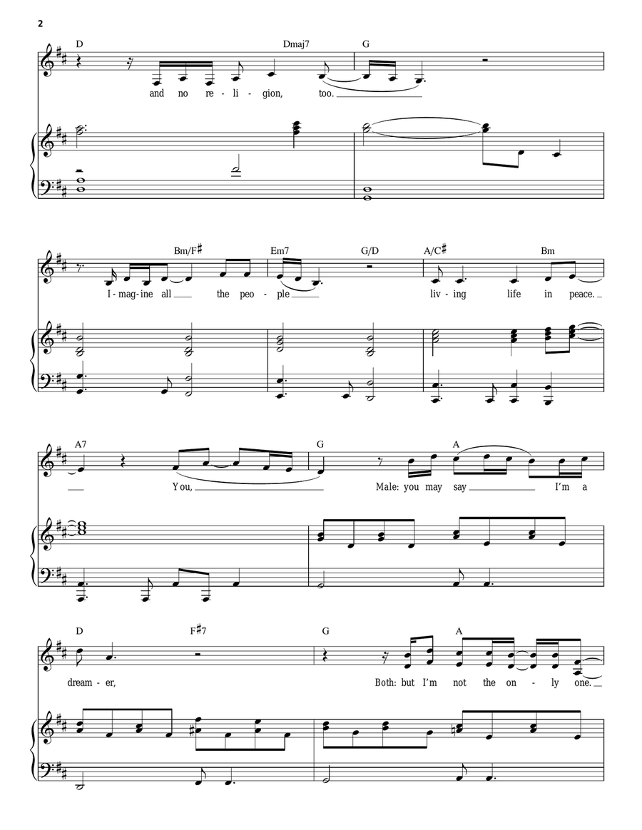 Imagine (Vocal Duet) Piano, Vocal scores gallery preview page 2
