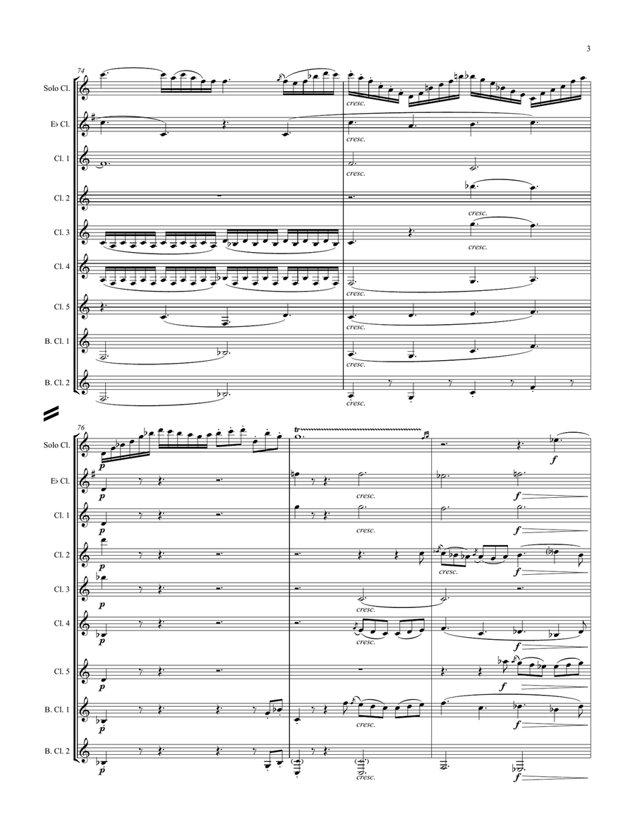 Beethoven Symphony 6 Movement II Clarinet Solo Arrangement Woodwind Ensemble scores gallery preview page 3