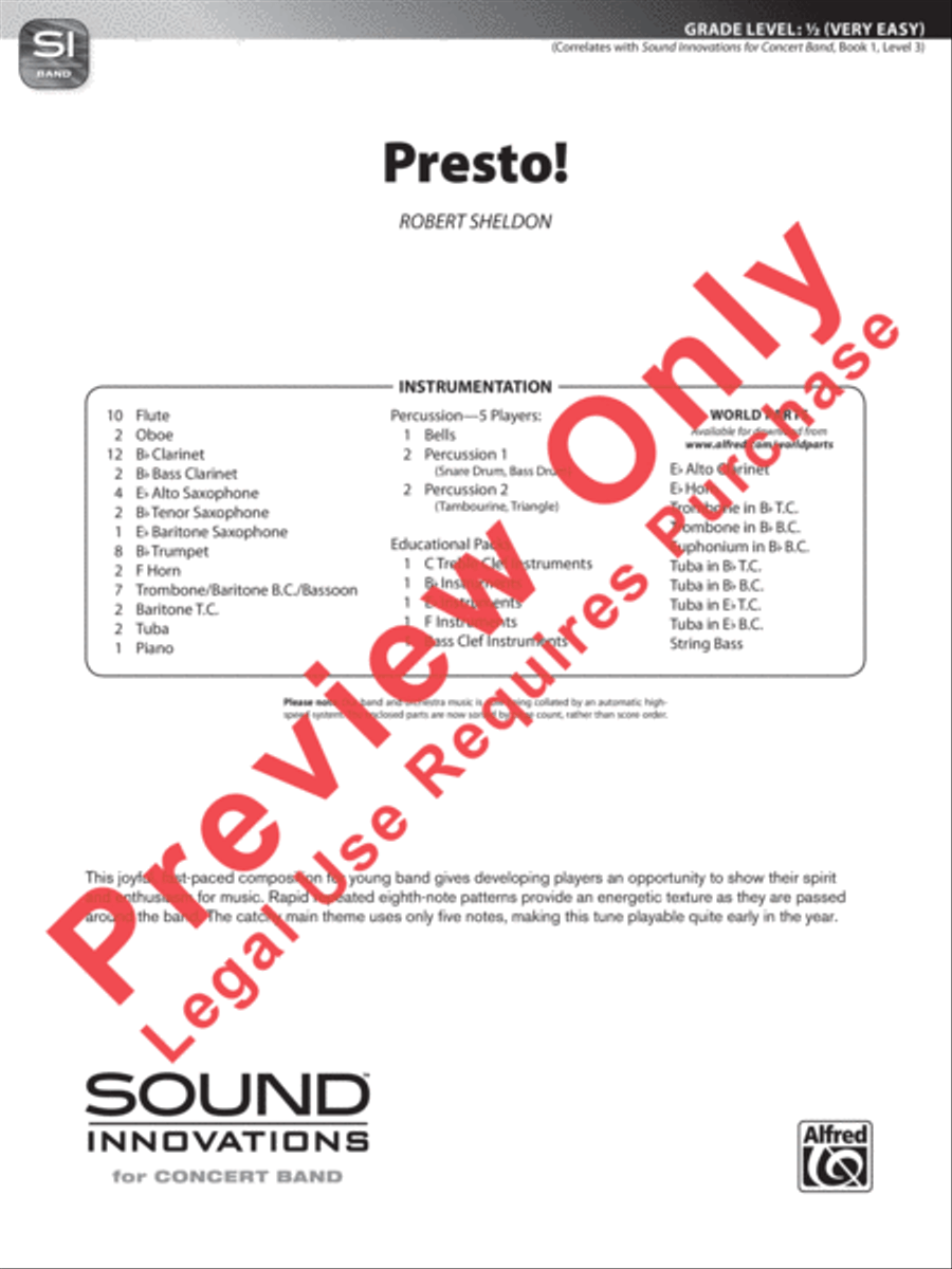 Presto! Presto! Concert Band scores gallery preview page 2