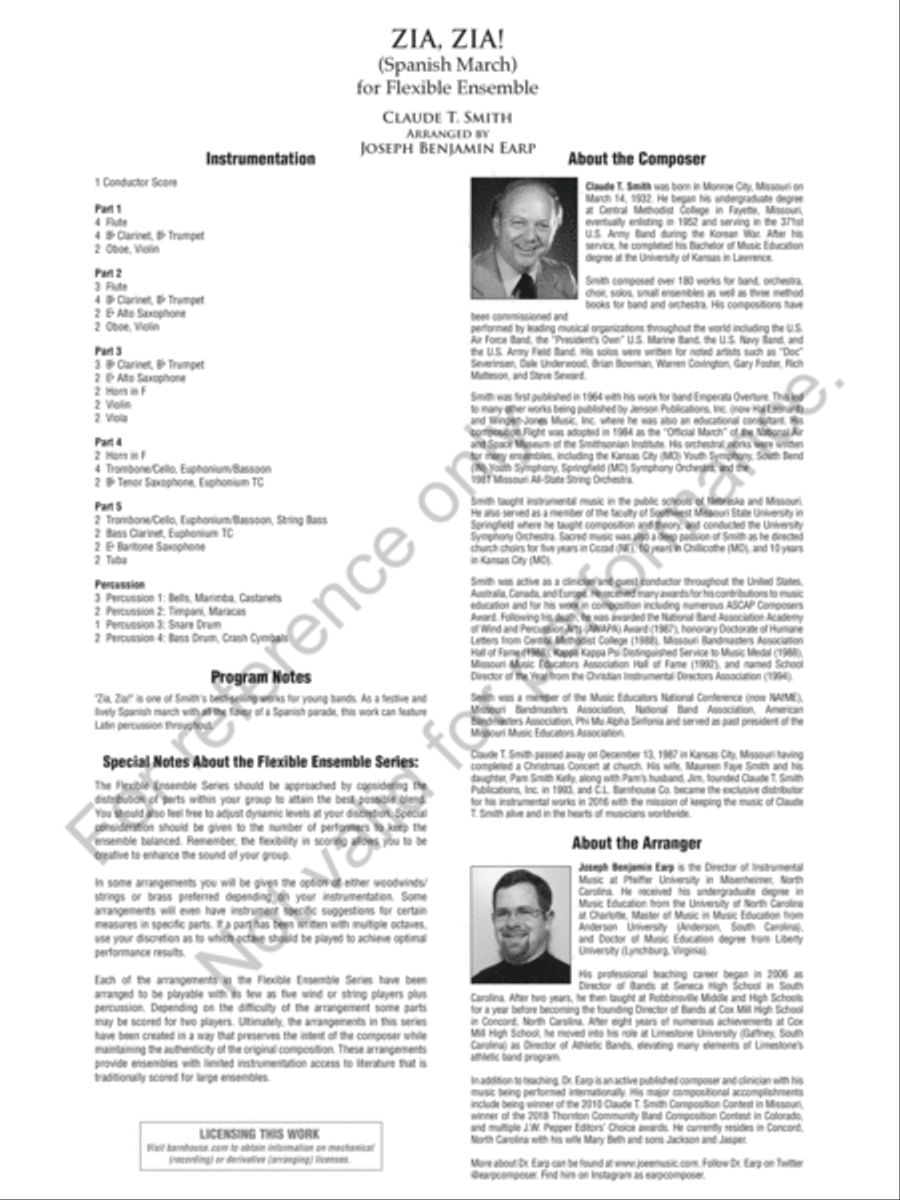 Zia, Zia! Zia, Zia! Concert Band scores gallery preview page 3