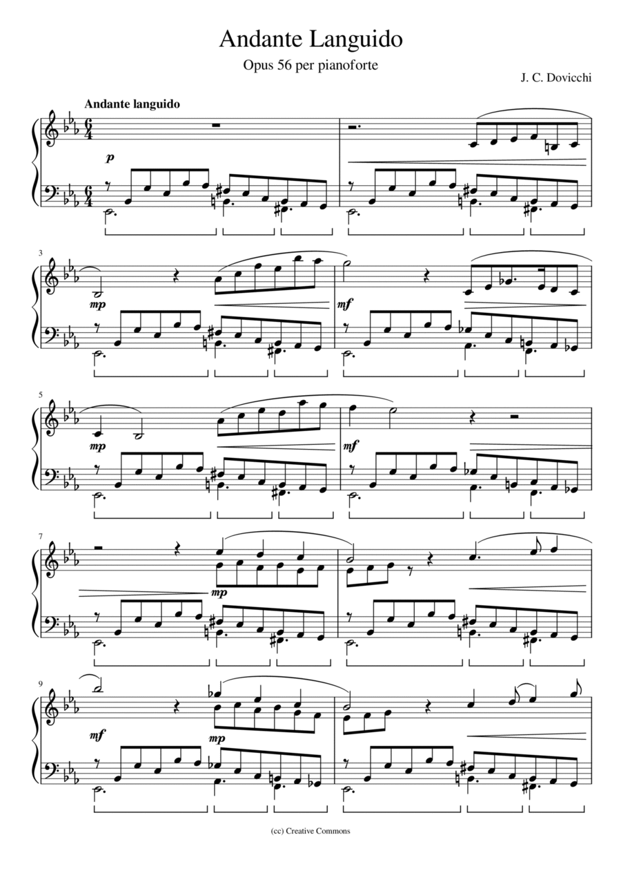Andante Languido Opus 56 Piano Solo scores gallery preview page 1