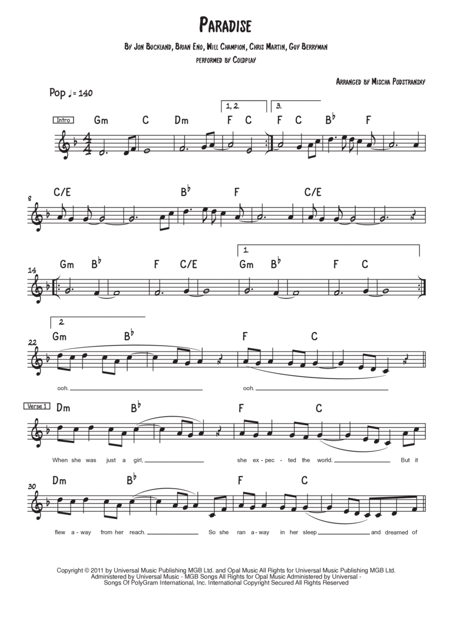 Paradise Piano scores gallery preview page 1