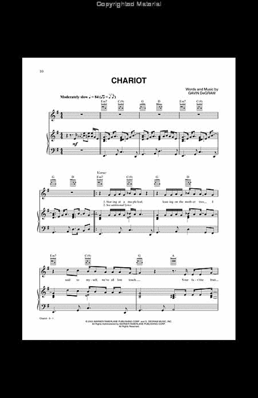 The Gavin Degraw Sheet Music Collection Piano, Vocal, Guitar scores gallery preview page 3