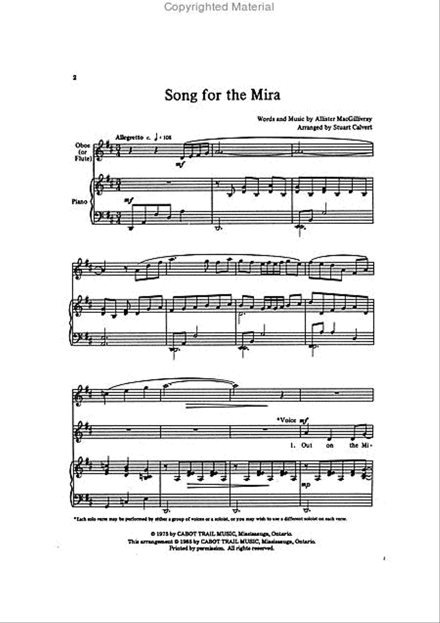 Song for the Mira 4-Part scores gallery preview page 2
