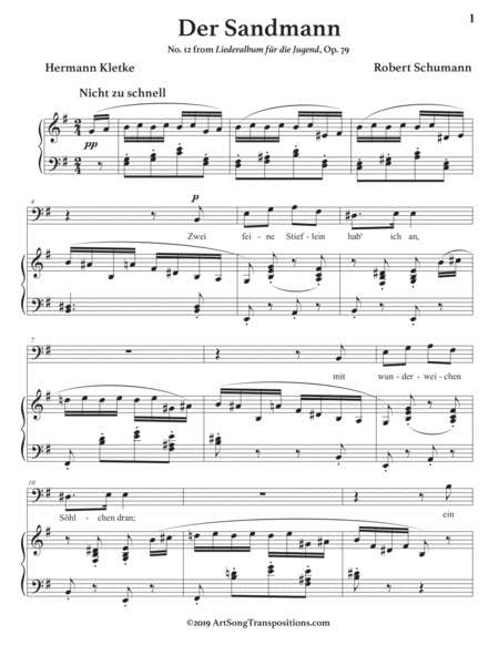 SCHUMANN: Der Sandmann, Op. 79 no. 12 (transposed to E minor, bass clef)