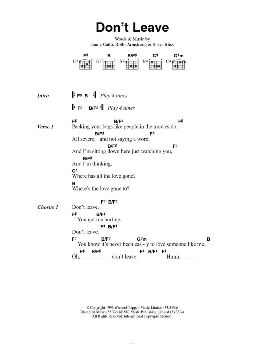 Don't Leave Acoustic Guitar scores gallery preview page 1