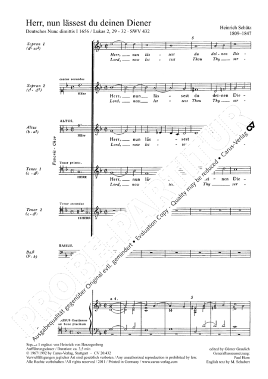 Lord, now lettest thou thy servant depart (Herr, nun lassest du deinen Diener) Choir scores gallery preview page 5