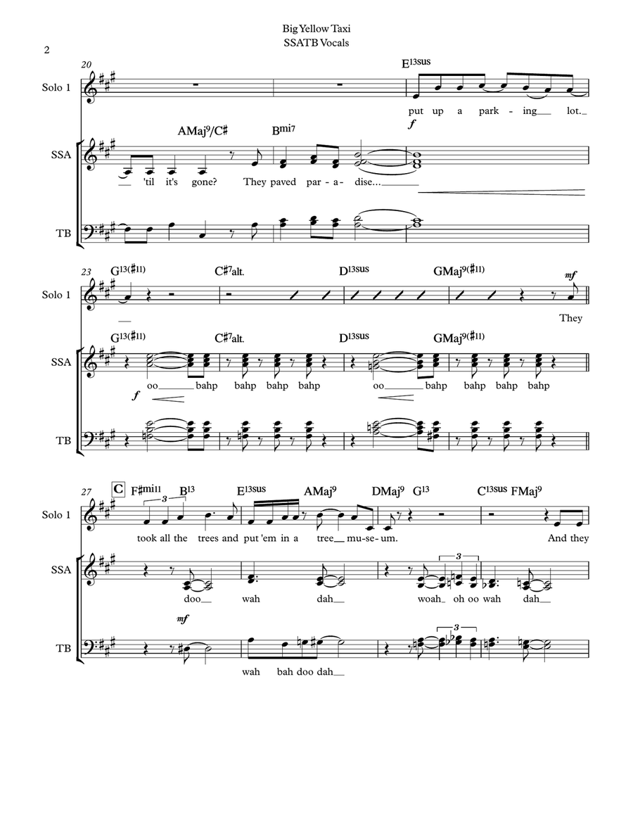 Big Yellow Taxi Divisi scores gallery preview page 2