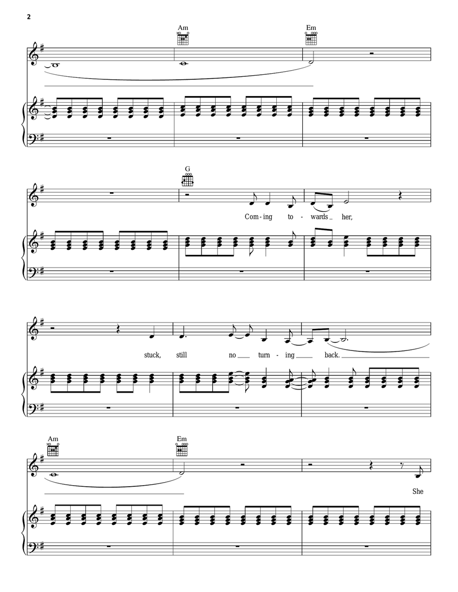 Dog Days Are Over Piano, Vocal, Guitar scores gallery preview page 2