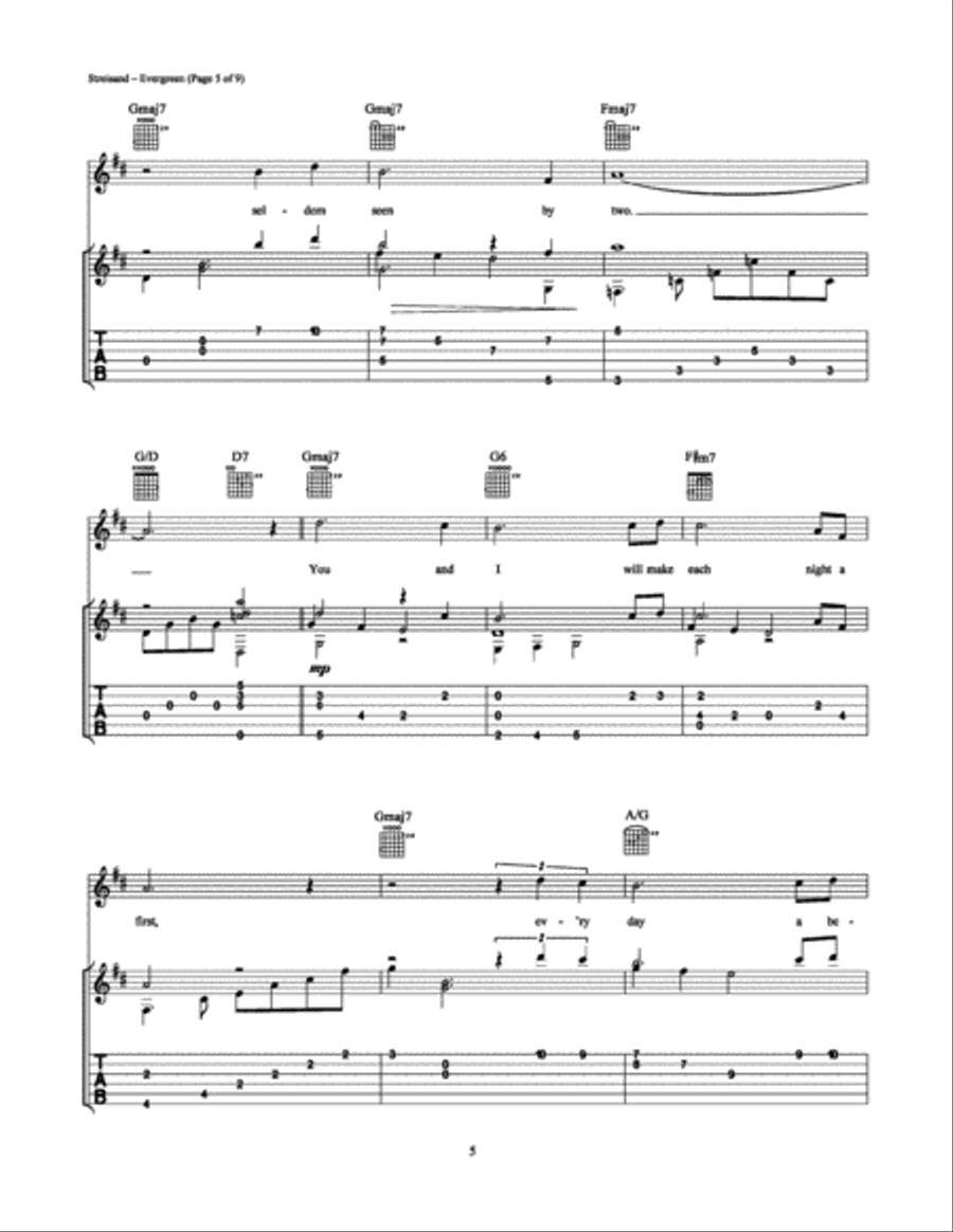 Evergreen Guitar Tablature scores gallery preview page 5