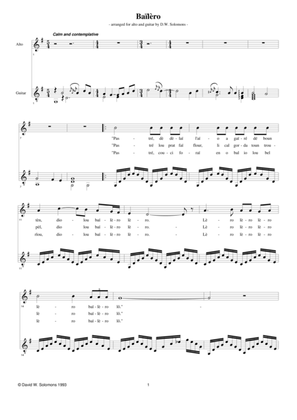 Bailero (original language) for alto and guitar