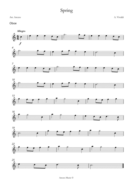 vivaldi spring easy Oboe and Bassoon sheet music image number null
