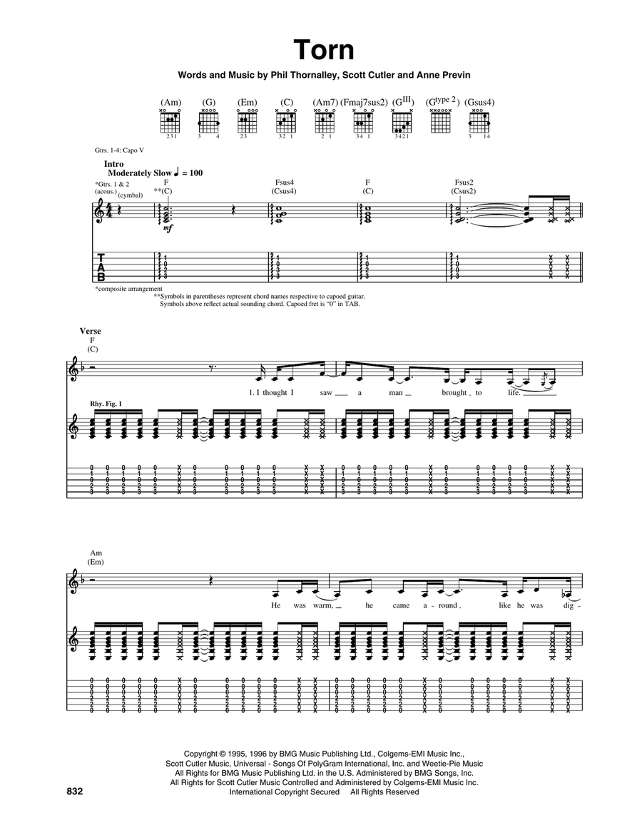 Torn Torn Acoustic Guitar scores gallery preview page 1