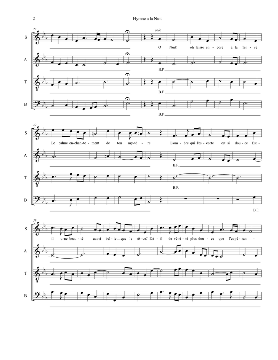 Hymne à la Nuit 4-Part scores gallery preview page 2
