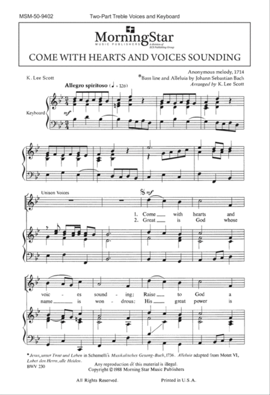 Come with Hearts and Voices Sounding 2-Part scores gallery preview page 2