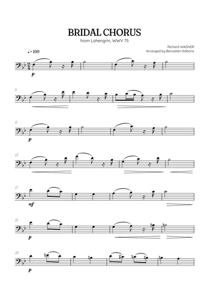 Wagner • Here Comes the Bride (Bridal Chorus) from Lohengrin | bassoon sheet music image number null