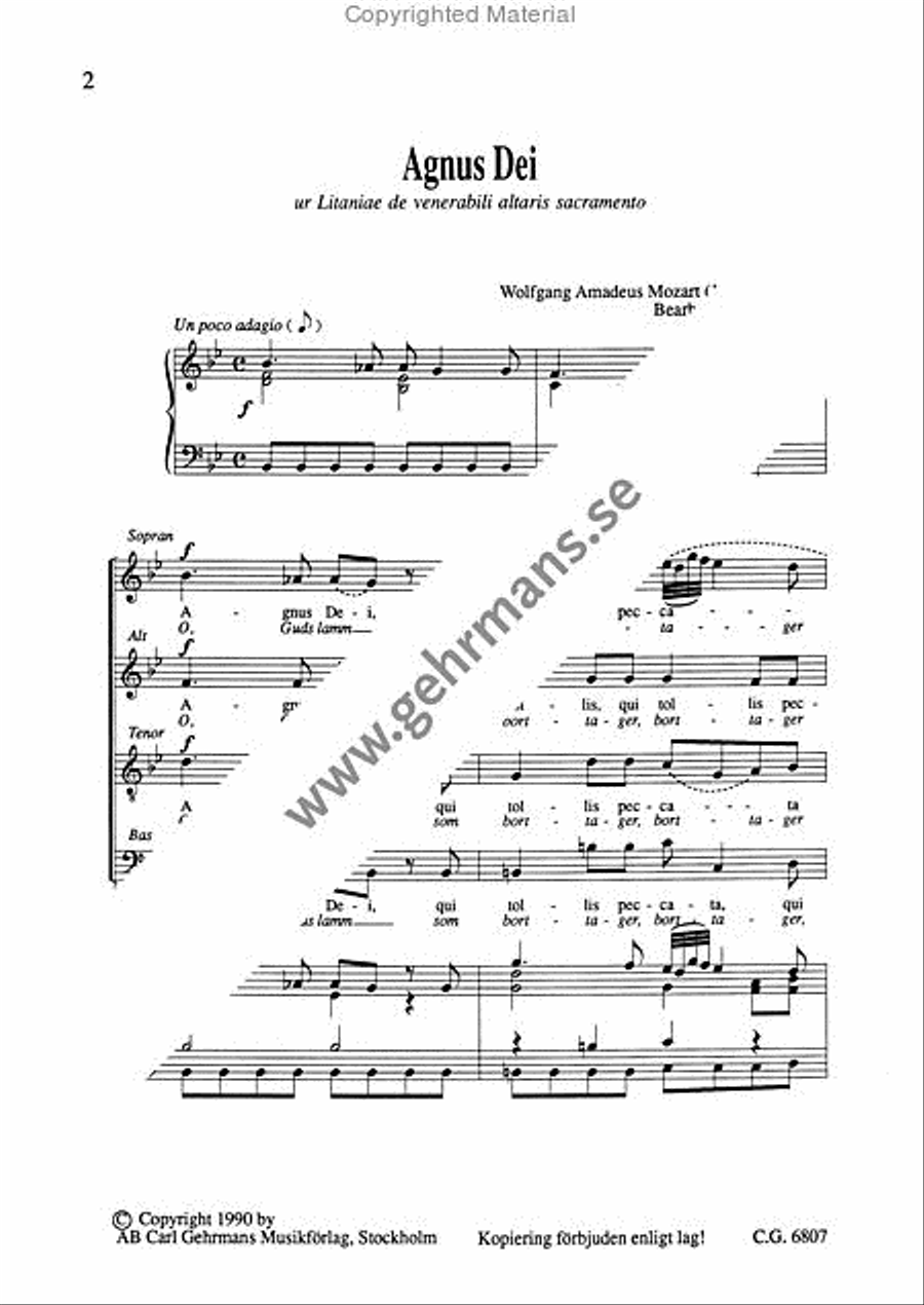 Agnus Dei / O, Guds lamm Agnus Dei / O, Guds lamm 4-Part scores gallery preview page 2