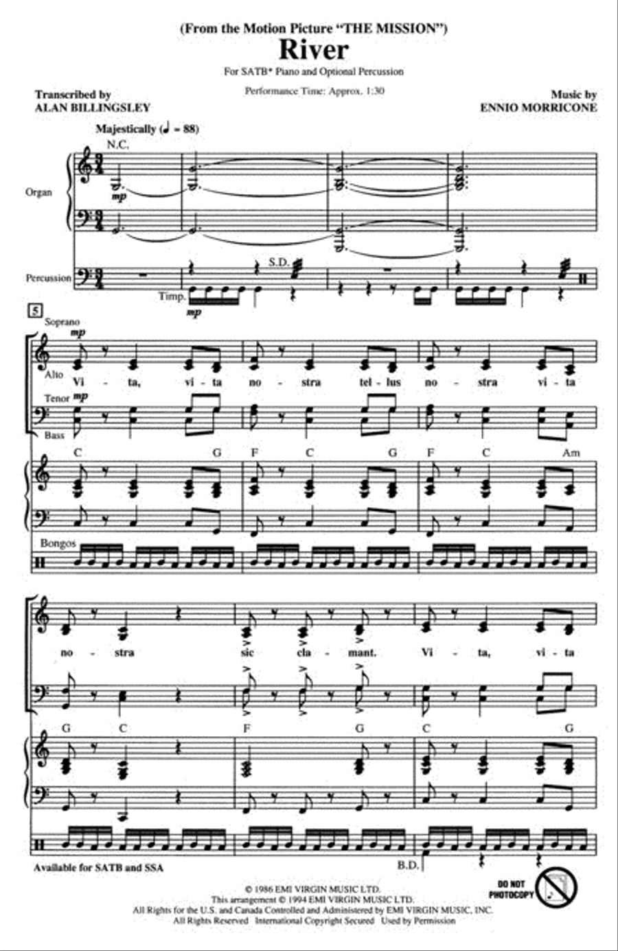 River (from The Mission) River (from The Mission) 4-Part scores gallery preview page 2