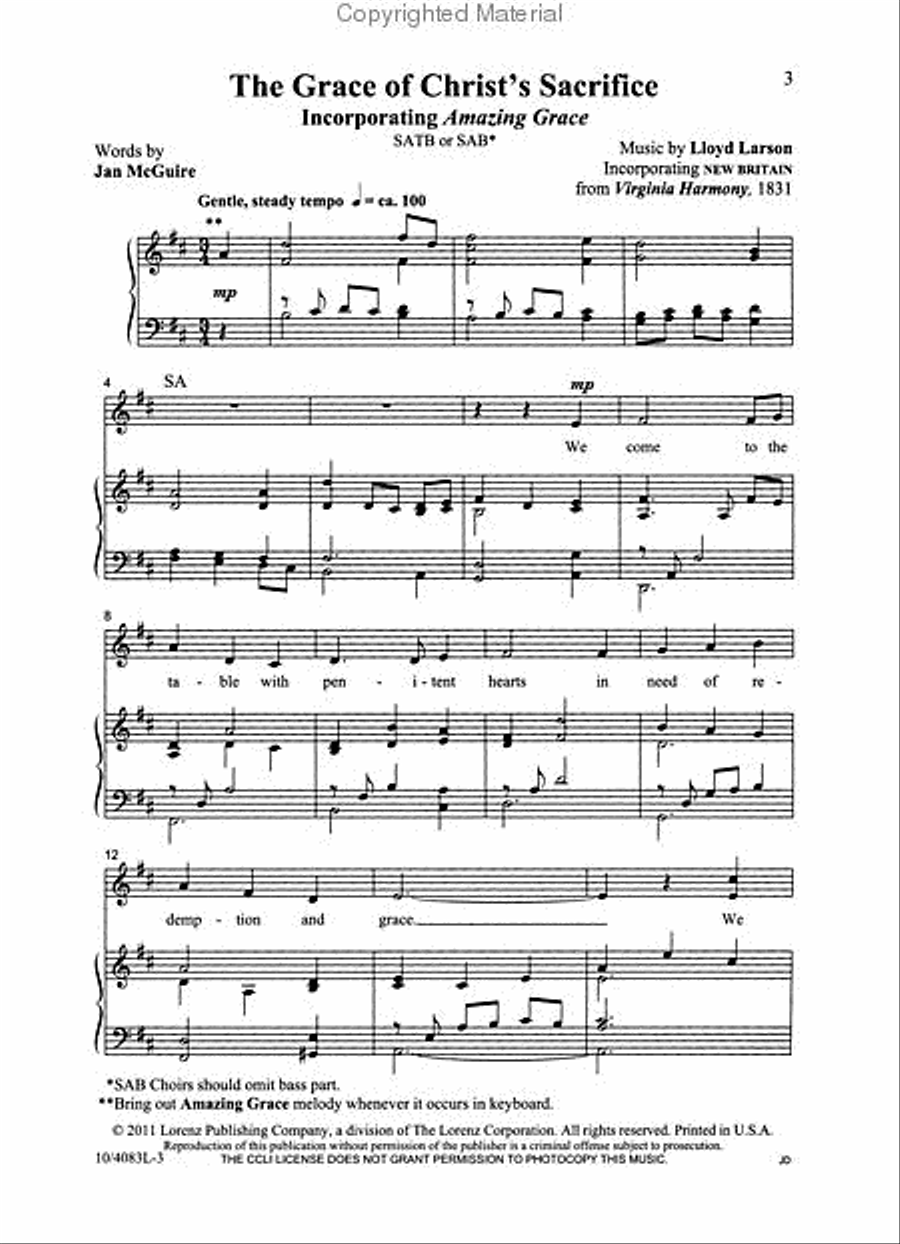 The Grace of Christ's Sacrifice 4-Part scores gallery preview page 2