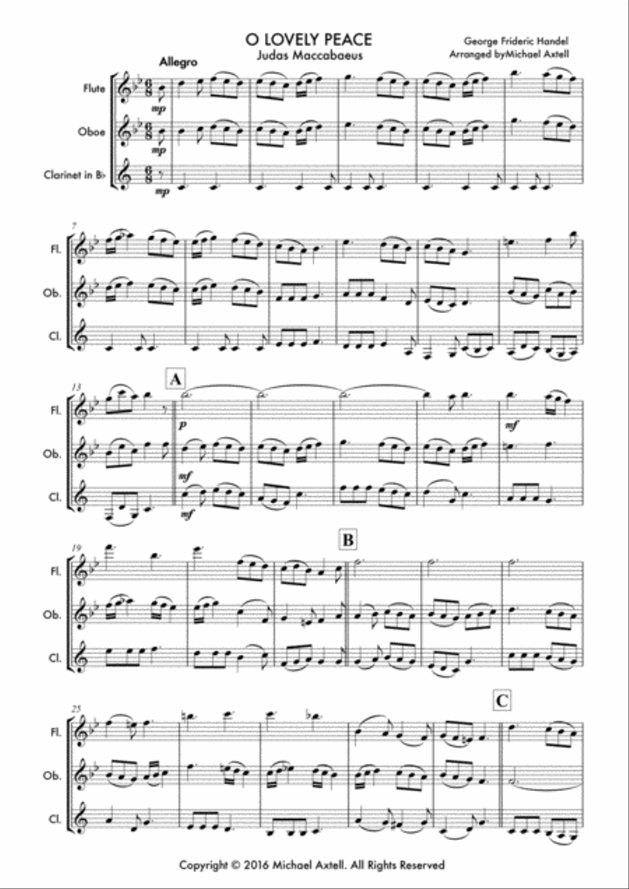 O Lovely Peace from 'Judas Maccabaeus' by George Frideric Handel Woodwind Trio scores gallery preview page 2