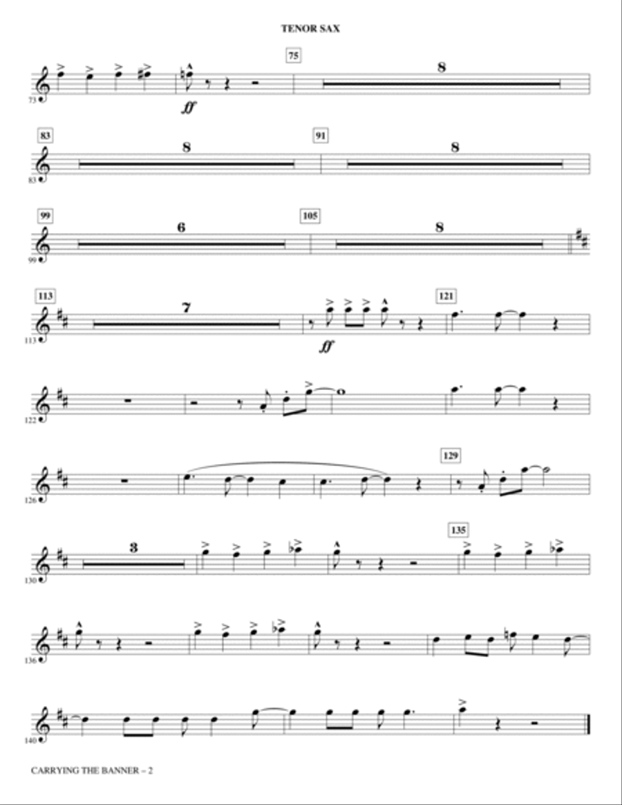 Carrying The Banner (from Newsies) (arr. Roger Emerson) - Bb Tenor Saxophone Choir scores gallery preview page 2