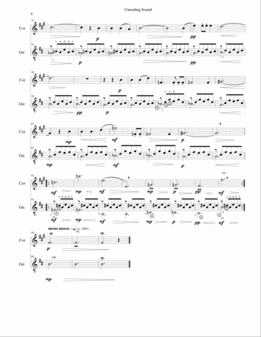 Unending bound for cor anglais and classical guitar English Horn scores gallery preview page 4