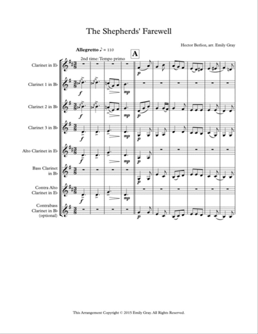 The Shepherds' Farewell, for Clarinet Choir Clarinet Choir scores gallery preview page 3