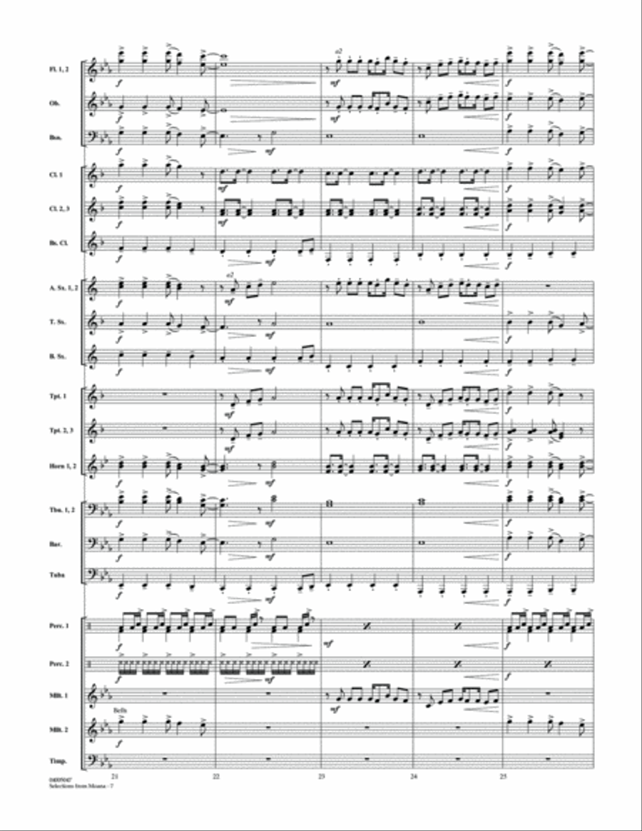 Selections from Moana - Conductor Score (Full Score) Concert Band scores gallery preview page 6