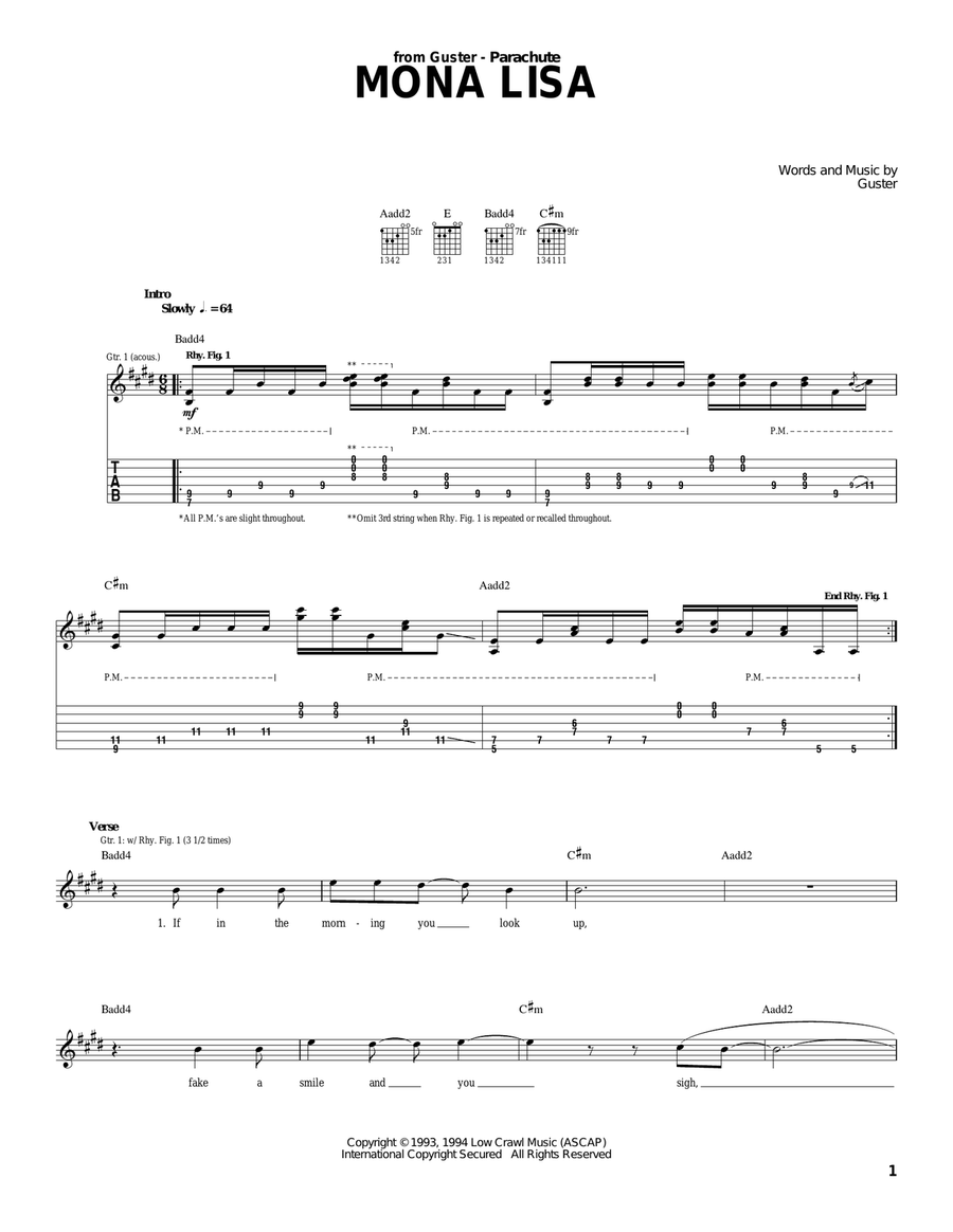 Mona Lisa Mona Lisa Acoustic Guitar scores gallery preview page 1