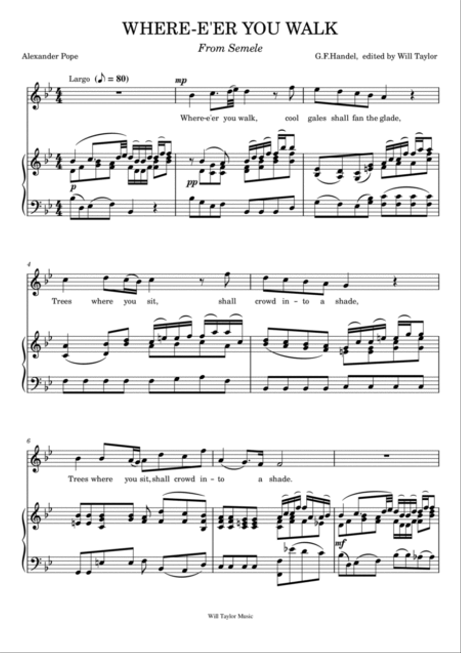 WHERE E'ER YOU WALK (High voice) High Voice scores gallery preview page 1