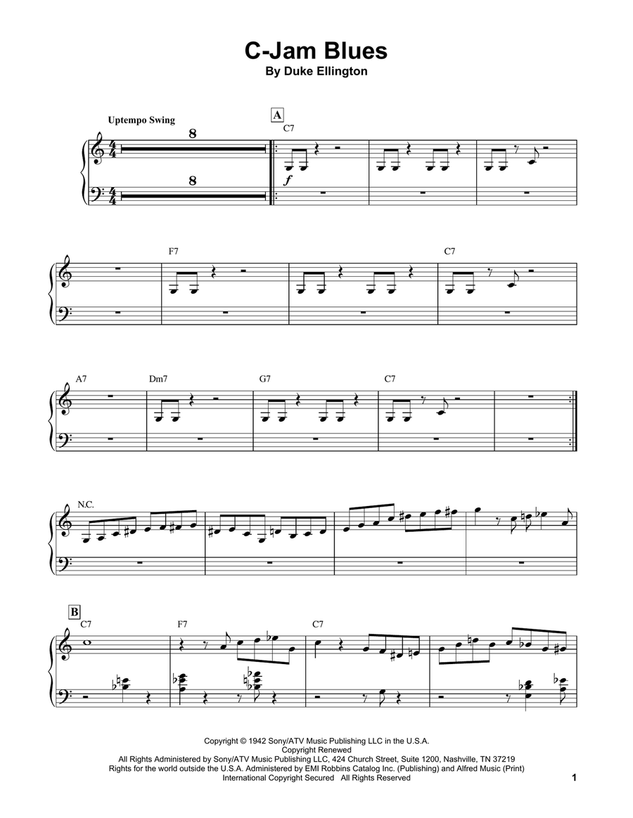 C-Jam Blues Piano scores gallery preview page 1
