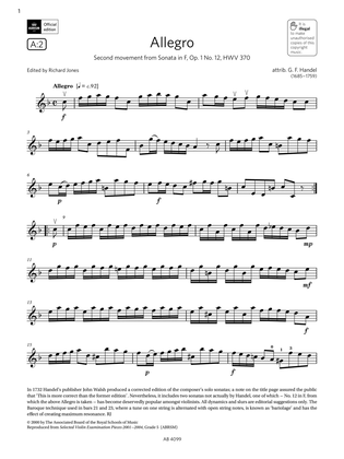 Allegro (Grade 5, A2, from the ABRSM Violin Syllabus from 2024)