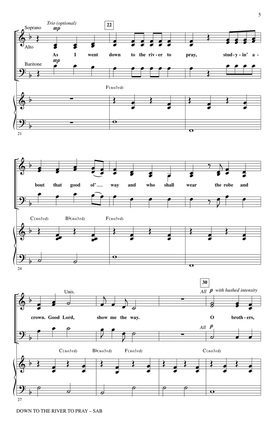 Down To The River To Pray 3-Part scores gallery preview page 3