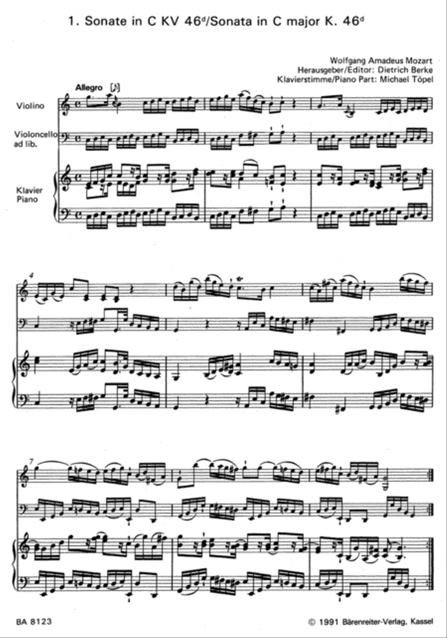 Zwei Sonaten, KV 46d,e Piano Trio scores gallery preview page 2