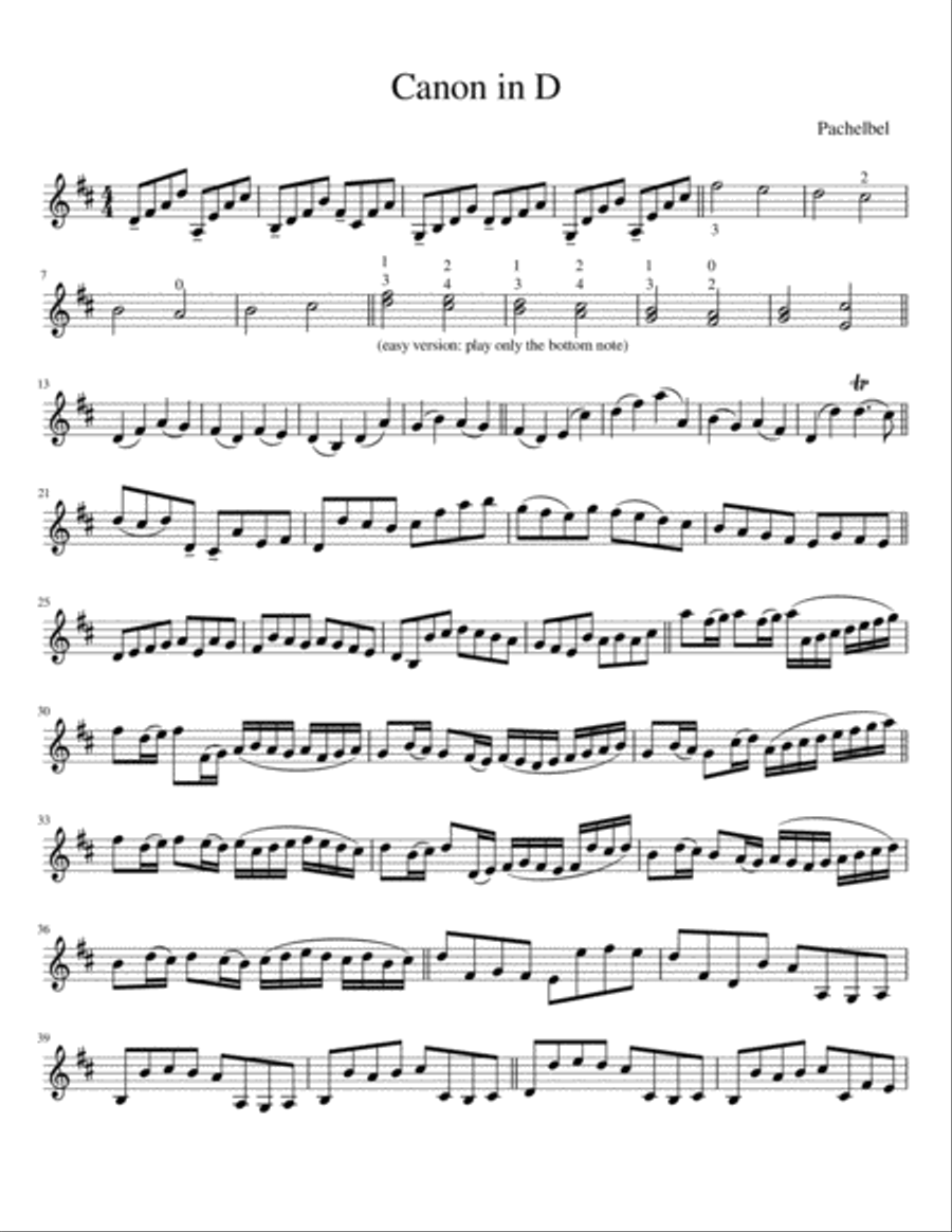 Canon in D (unaccompanied violin) Violin Solo scores gallery preview page 1